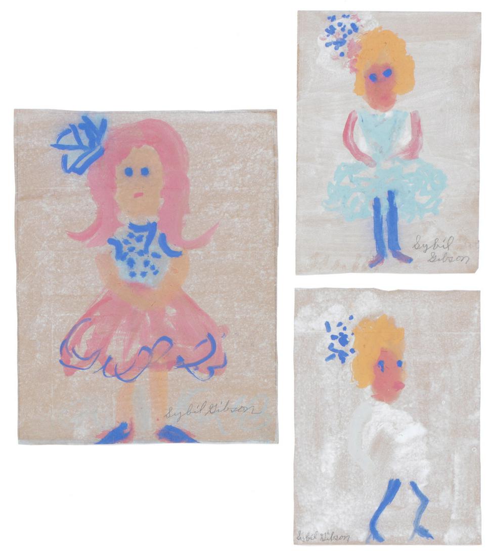Sybil Gibson (American, 1908-1995) Three (3) Pastels: Sybil Gibson (American, 1908-1995) Three (3) Pastels. On found paper, signed. Unframed. Ranging in Size from: 16'' x 12'', 41 x 30 cm (sheet) to 24.5'' x 19.5'', 62 x 50 cm (sheet).
