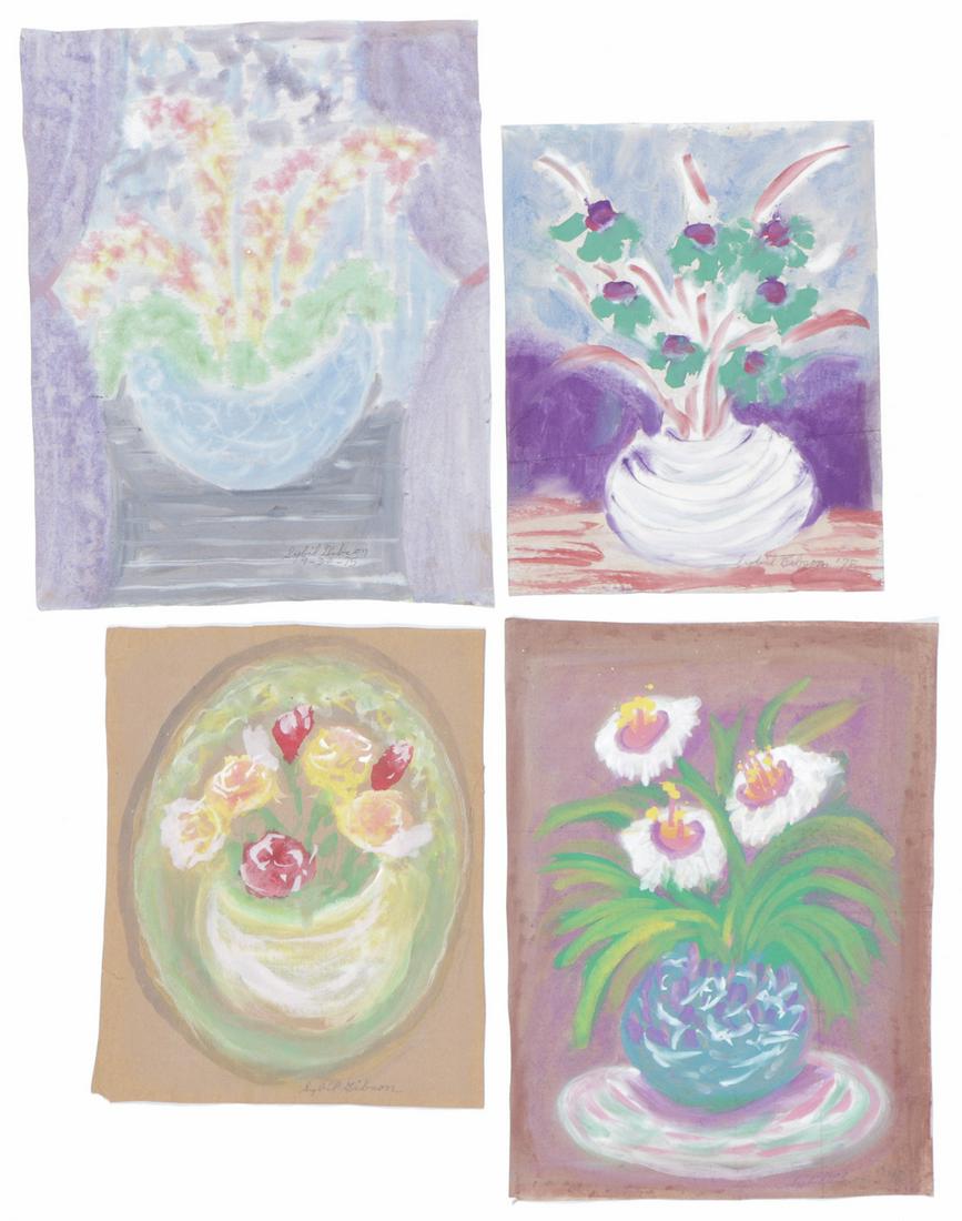Sybil Gibson (American, 1908-1995) Four (4) Pastels: Sybil Gibson (American, 1908-1995) Four (4) Pastels. On found paper, signed. Unframed. Ranging in Size from: 20.25'' x 16'', 51 x 41 cm (sheet) to 25'' x 19.5'', 64 x 50 cm (sheet).