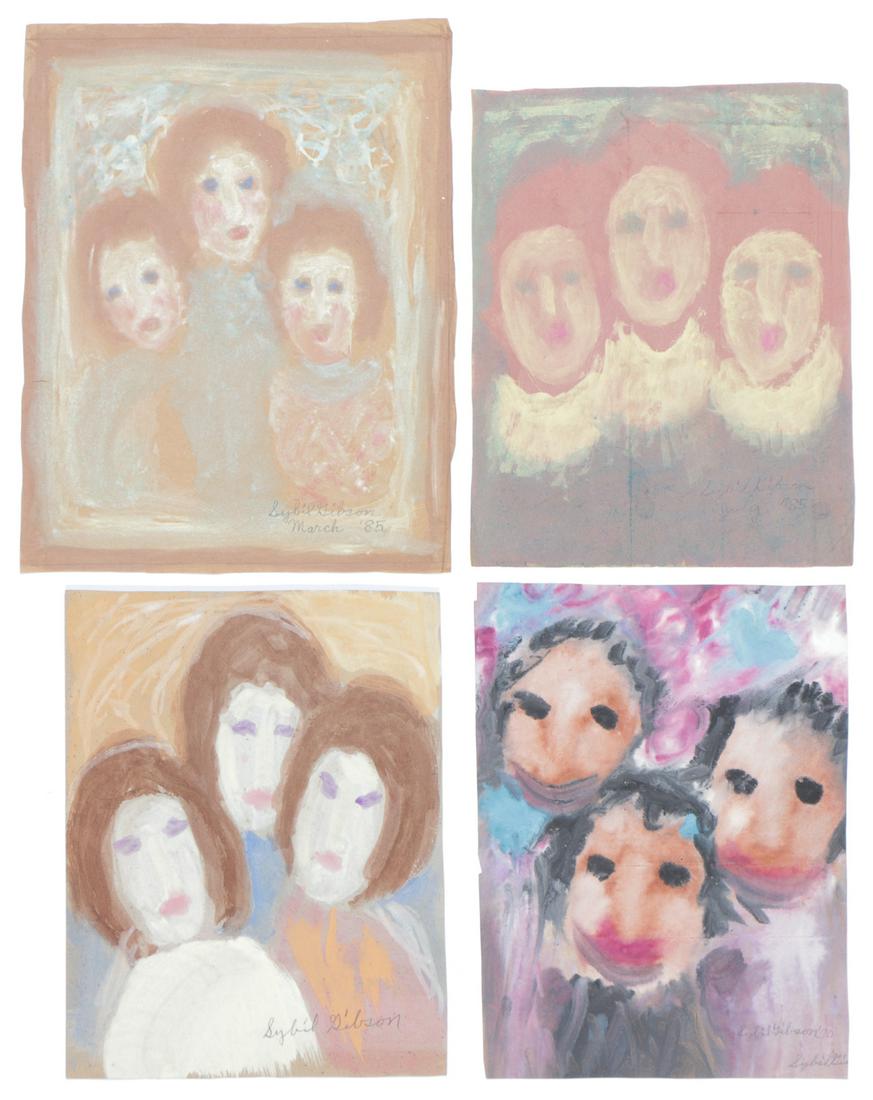 Sybil Gibson (American, 1908-1995) Four (4) Pastels: Sybil Gibson (American, 1908-1995) Four (4) Pastels. On found paper, signed. Unframed. Ranging in Size from: 18'' x 14'', 46 x 36 cm (sheet) to 18'' x 14'', 46 x 36 cm (sheet).