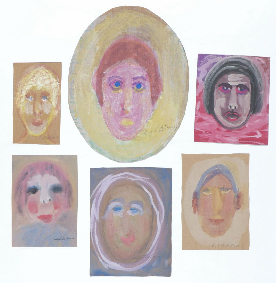 Sybil Gibson (American, 1908-1995) Six (6) Pastels: Sybil Gibson (American, 1908-1995) Six (6) Pastels. On found paper, signed, Unframed. Ranging in Size from: 12'' x 7'', 30 x 18 cm (sheet) to 23'' x 18'', 58 x 46 cm (sheet)
