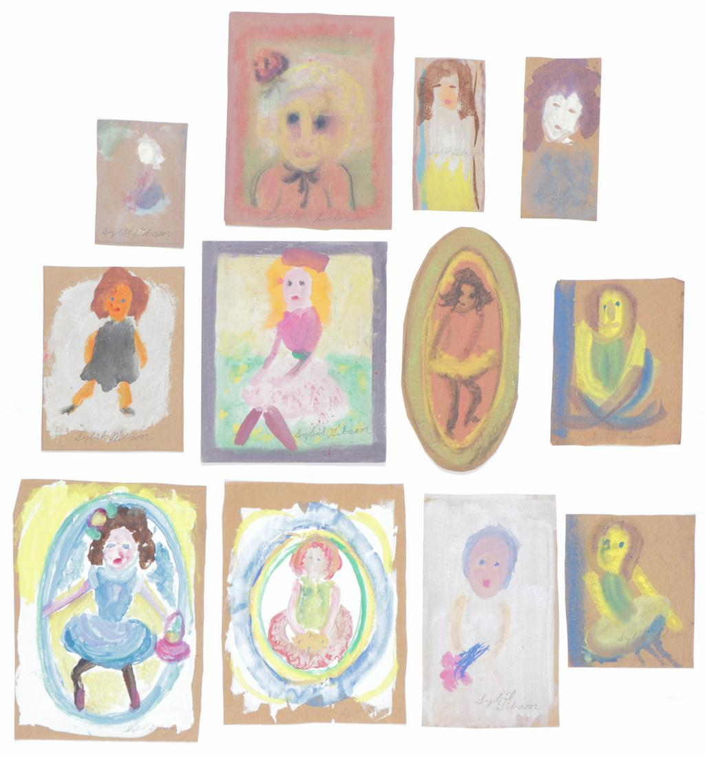 Sybil Gibson (American, 1908-1995) Twelve (12) Pastels: Sybil Gibson (American, 1908-1995) Twelve (12) Pastels. On found paper, signed. Unframed. Ranging in Size from: 8.25'' x 6'', 21 x 15 cm (sheet) to 17'' x 12.25'', 43 x 31 cm (sheet).
