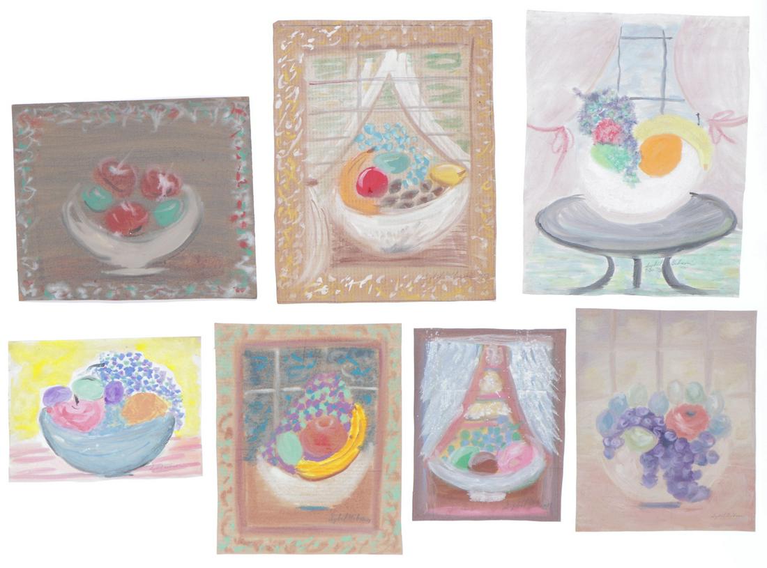 Sybil Gibson (American, 1908-1995) Seven (7) Pastels: Sybil Gibson (American, 1908-1995) Seven (7) Pastels. On found paper, signed. Unframed. Ranging in Size from: 12.25'' x 16.5'', 31 x 42 cm (sheet) to 24.75'' x 19.5'', 63 x 50 cm (sheet).