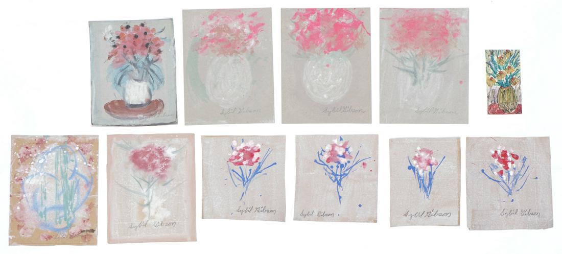Sybil Gibson (American, 1908-1995) Eleven (11) Pastels: Sybil Gibson (American, 1908-1995) Eleven (11) Pastels. On found paper, signed. Unframed. Ranging in Size from: 6'' x 3.25'', 15 x 8 cm (sheet) to 11'' x 8.5'', 28 x 22 cm (sheet).
