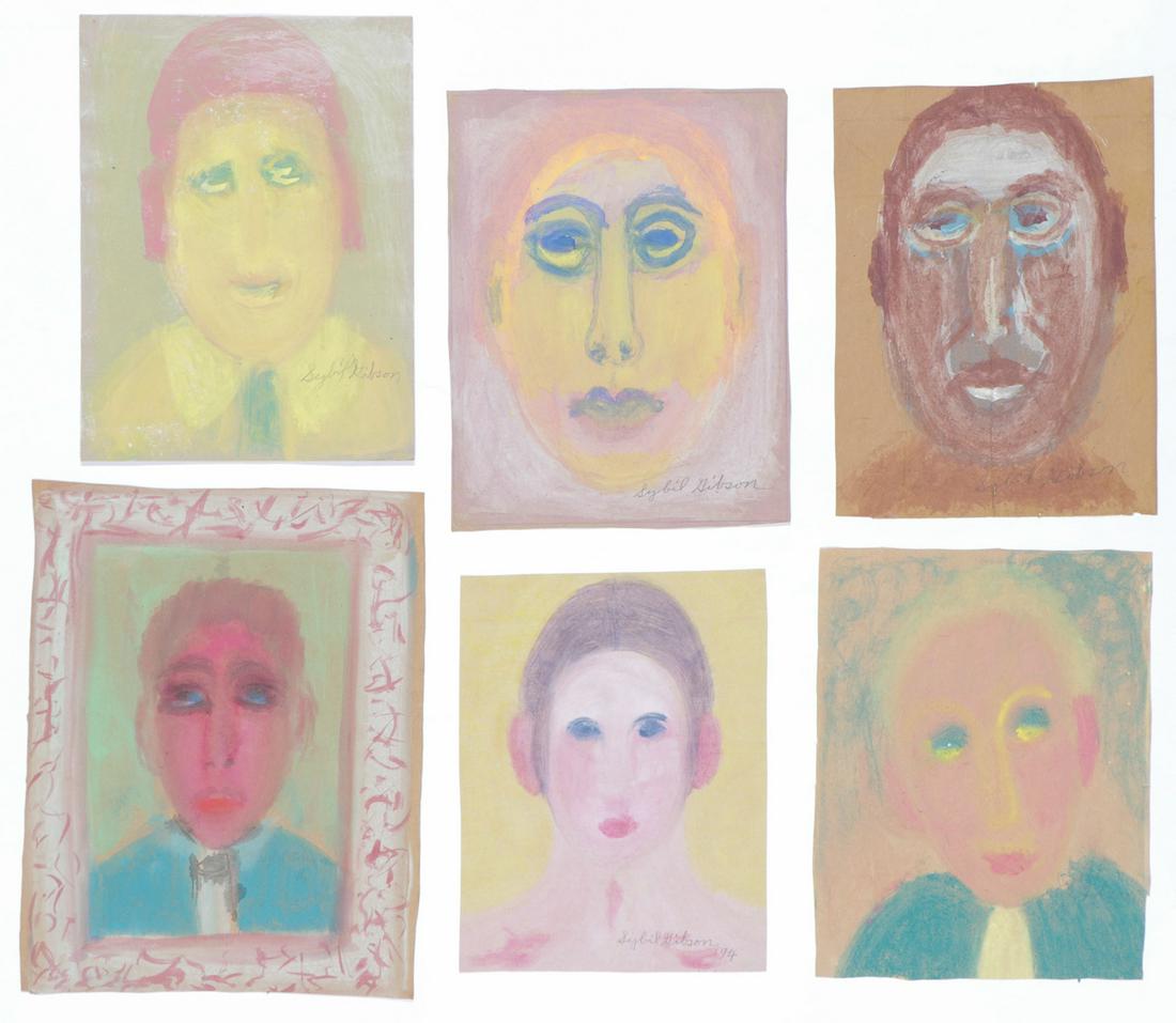 Sybil Gibson (American, 1908-1995) Six (6) Pastels: Sybil Gibson (American, 1908-1995) Six (6) Pastels. On found paper, signed. Unframed. Ranging in Size from: 17'' x 13'', 43 x 33 cm (sheet) to 21'' x 16.25'', 53 x 41 cm (sheet).