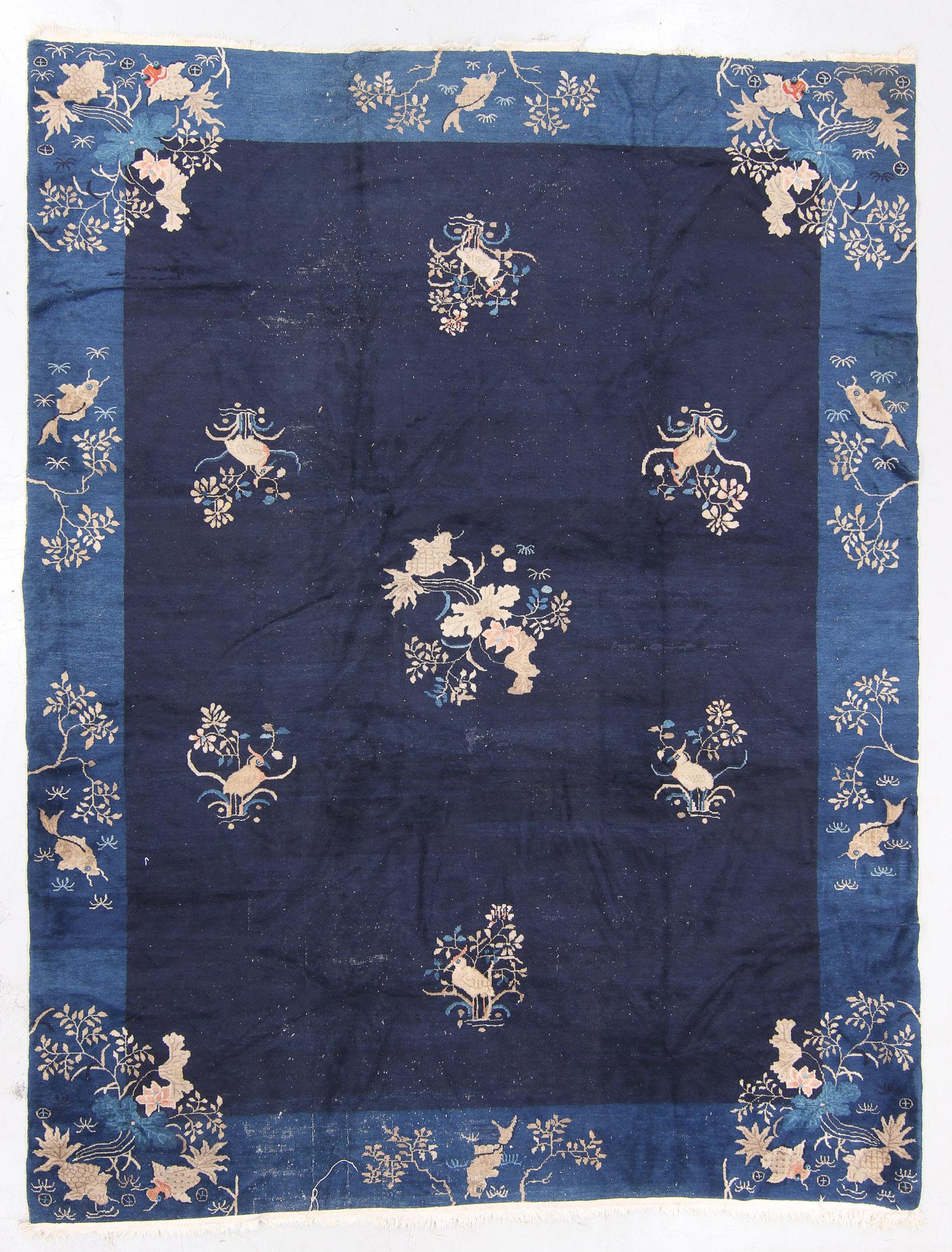 Antique Peking Rug, China: 8'10'' x 11'8'': Antique Peking Rug, China: 8'10'' x 11'8'' (269 x 356 cm). 46 lbs. Note: No reserve, all acceptable bidding commences at the online start price.