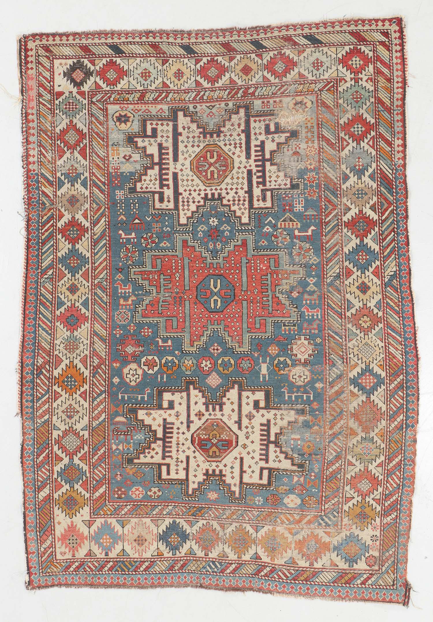 Antique Lesghi Shirvan Rug, Caucasus: 4'1'' x 6'1'' (1 of 6)