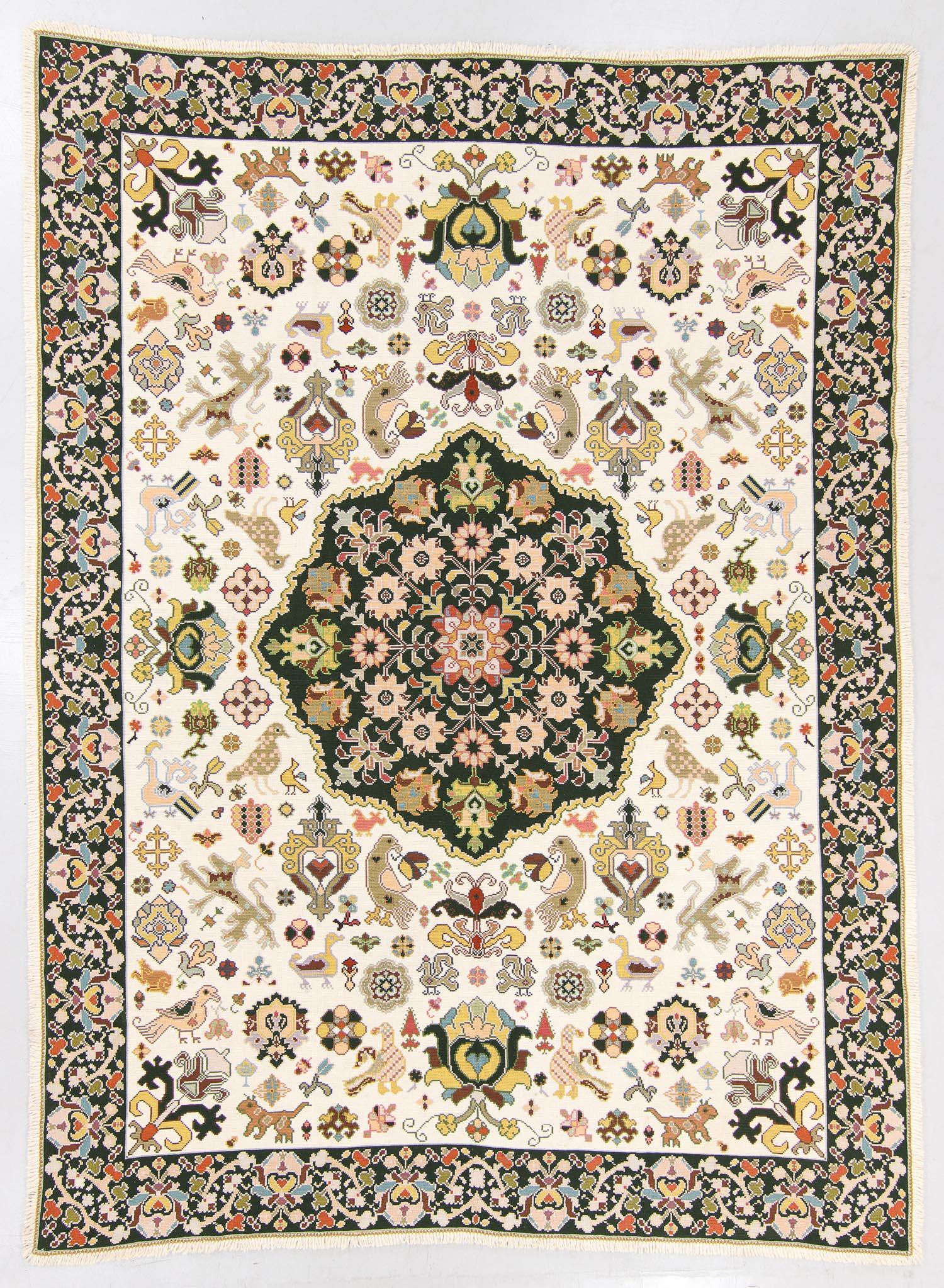 Semi-Antique Wool Needlepoint Rug, Portugal: 9'4'' x (1 of 6)
