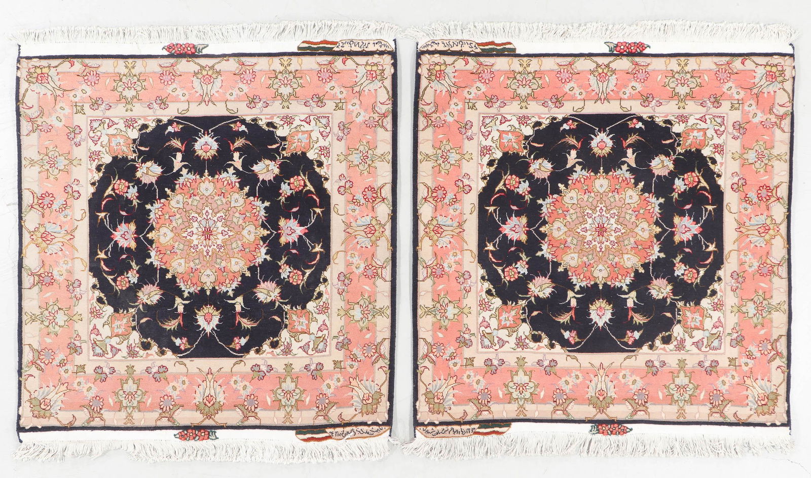 Pair of Fine Wool & Silk Tabriz Rugs, Persia (1 of 6)