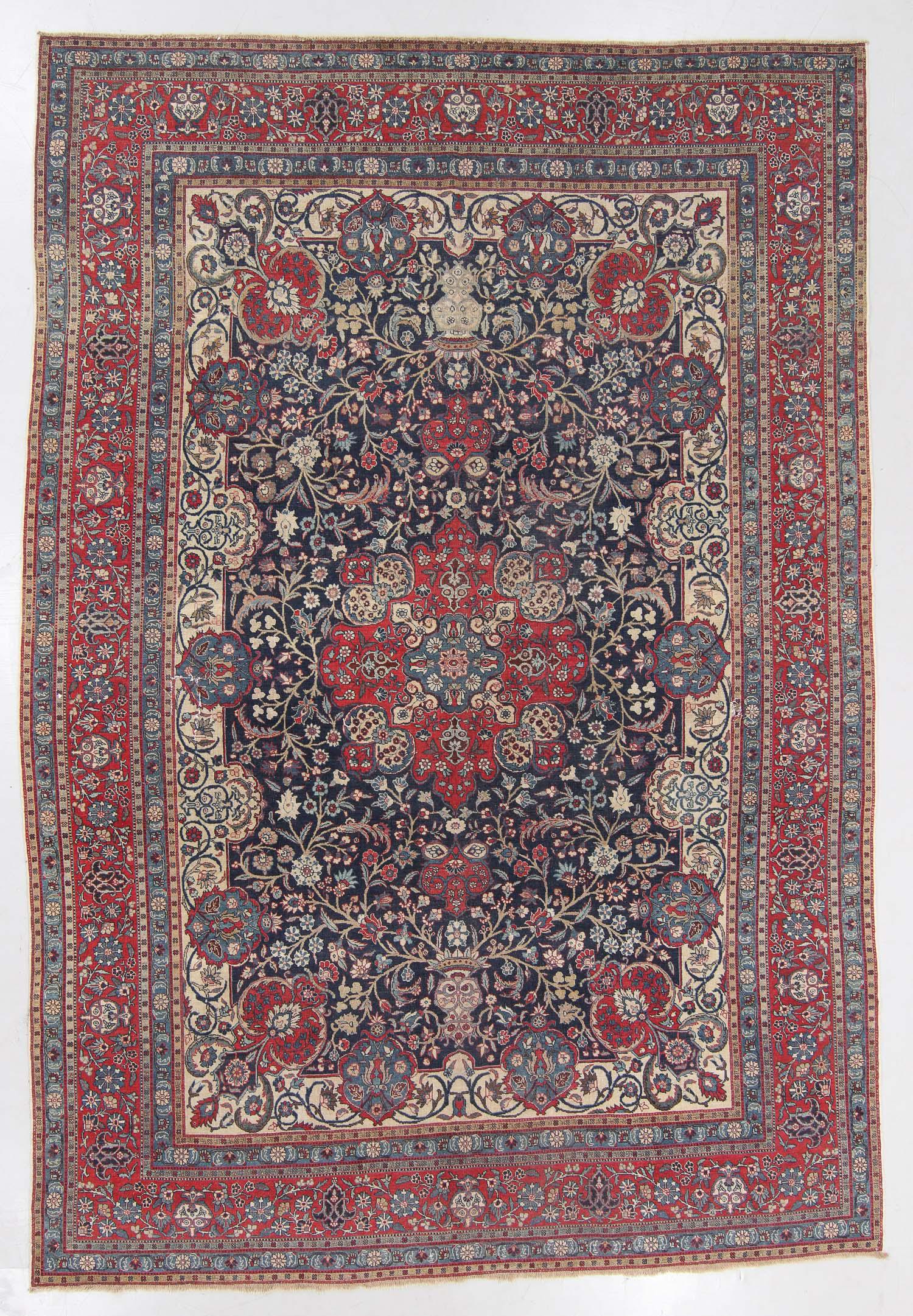 Semi-Antique Tabriz Rug, Persia: 8'10'' x 13'1'': Semi-Antique Tabriz Rug, Persia: 8'10'' x 13'1'' (269 x 399 cm). 57 lbs. Note: No reserve, all acceptable bidding commences at the online start price.