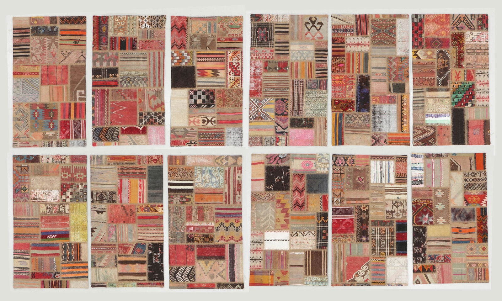 12 Vintage Kilim Patchwork Rugs, Turkey (1 of 9)