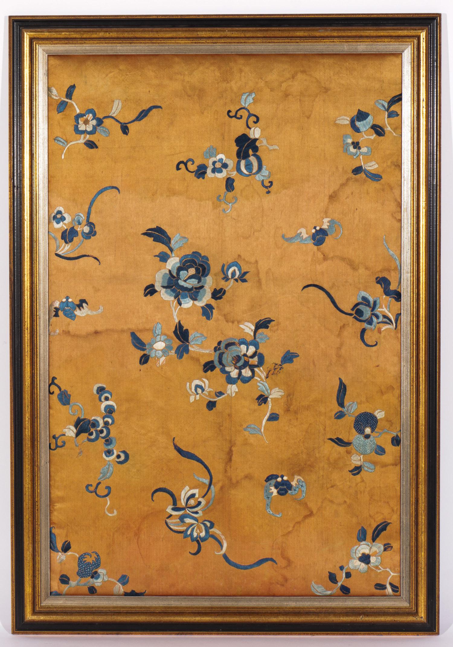 Framed Antique Chinese Silk Embroidery. Circa 1870. (1 of 4)