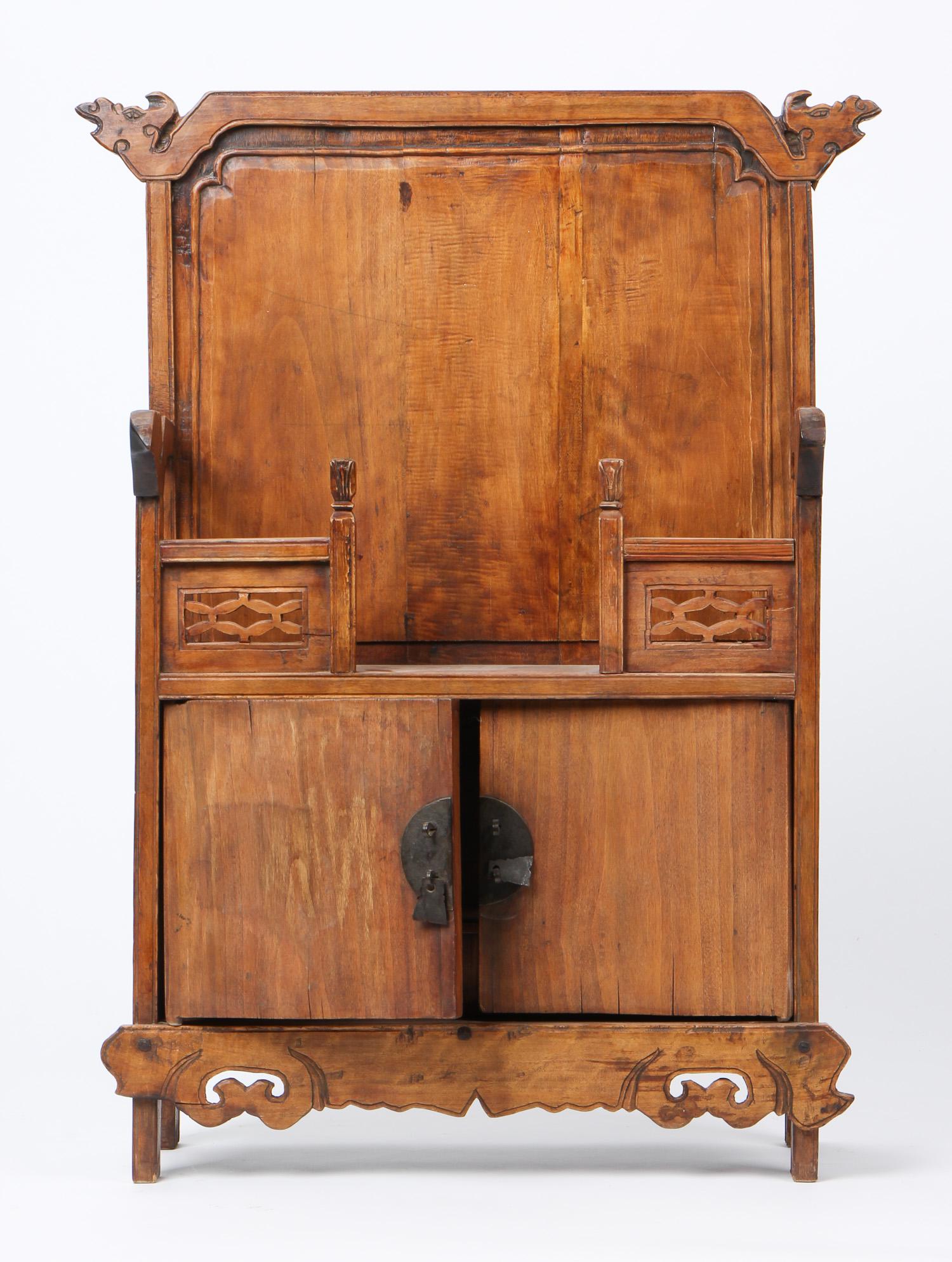 Antique Chinese Miniature Elm Display Cabinet (1 of 5)
