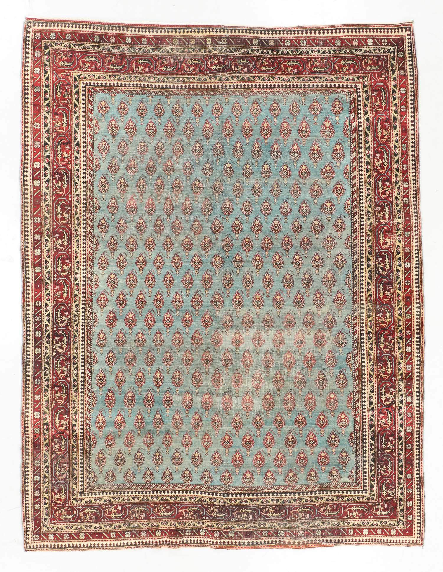 Antique Agra Rug, India: 7'10'' x 10'5'': Antique Agra Rug, India: 7'10'' x 10'5'' (239 x 318 cm). 43 lbs. Pile: wool, warp: cotton, weft: cotton.