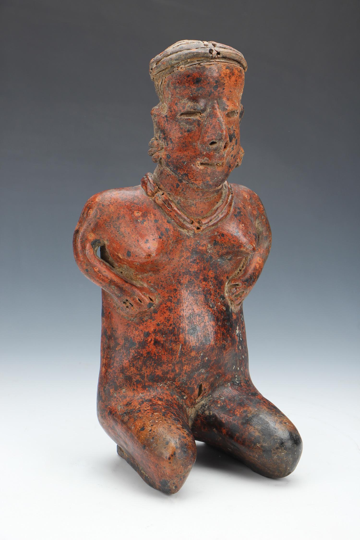 Pre-Columbian Nayarit Pottery Seated Figure, Ht. 12" (1 of 6)