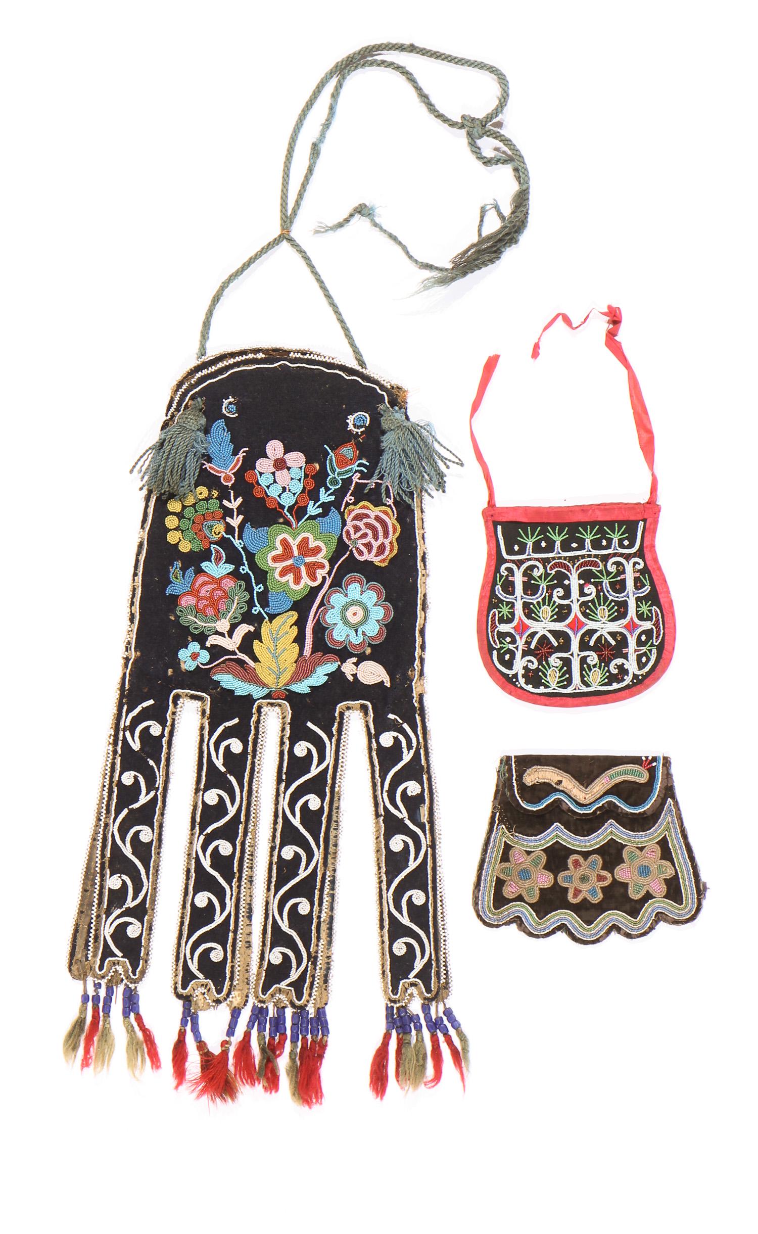3 Native American Iroquois Beaded Bags, Late 19th C. (1 of 3)