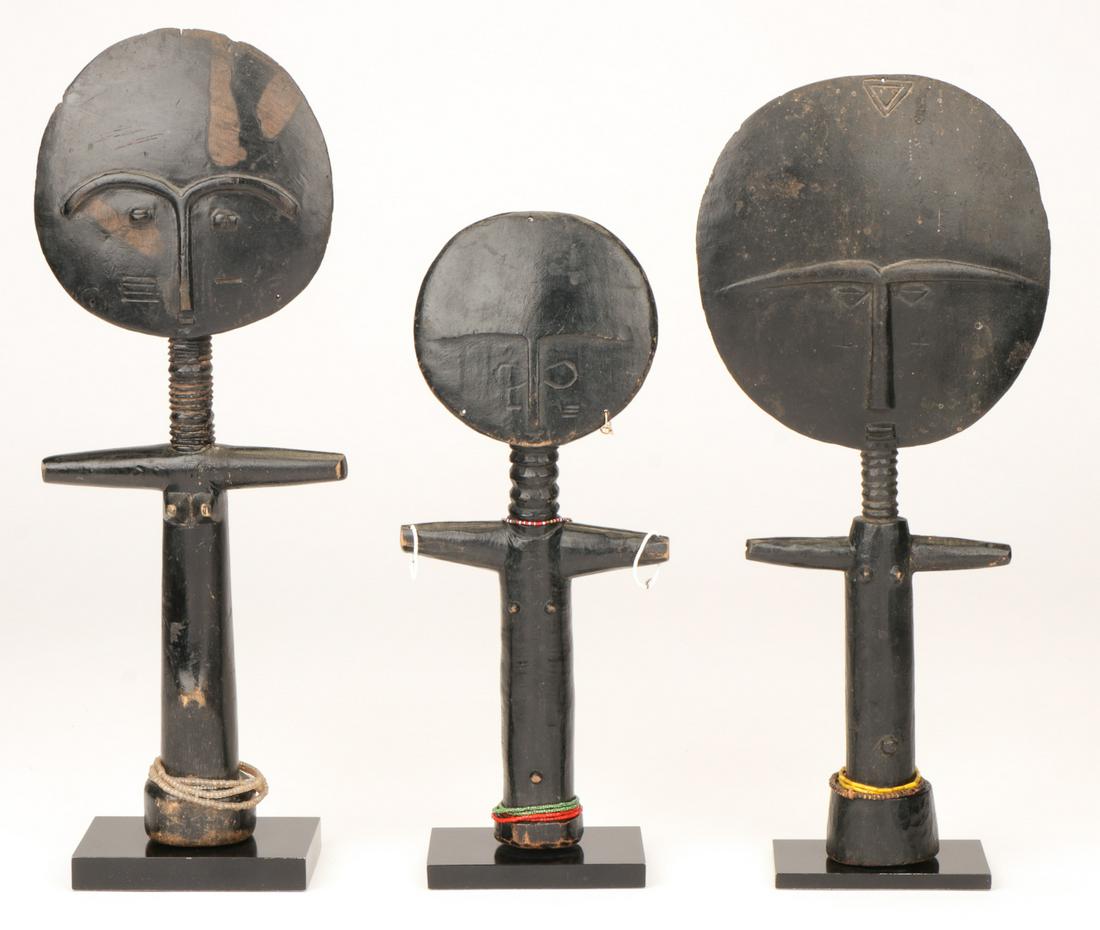 3 African Asante Akuaba Fertility Dolls, Ghana (1 of 2)