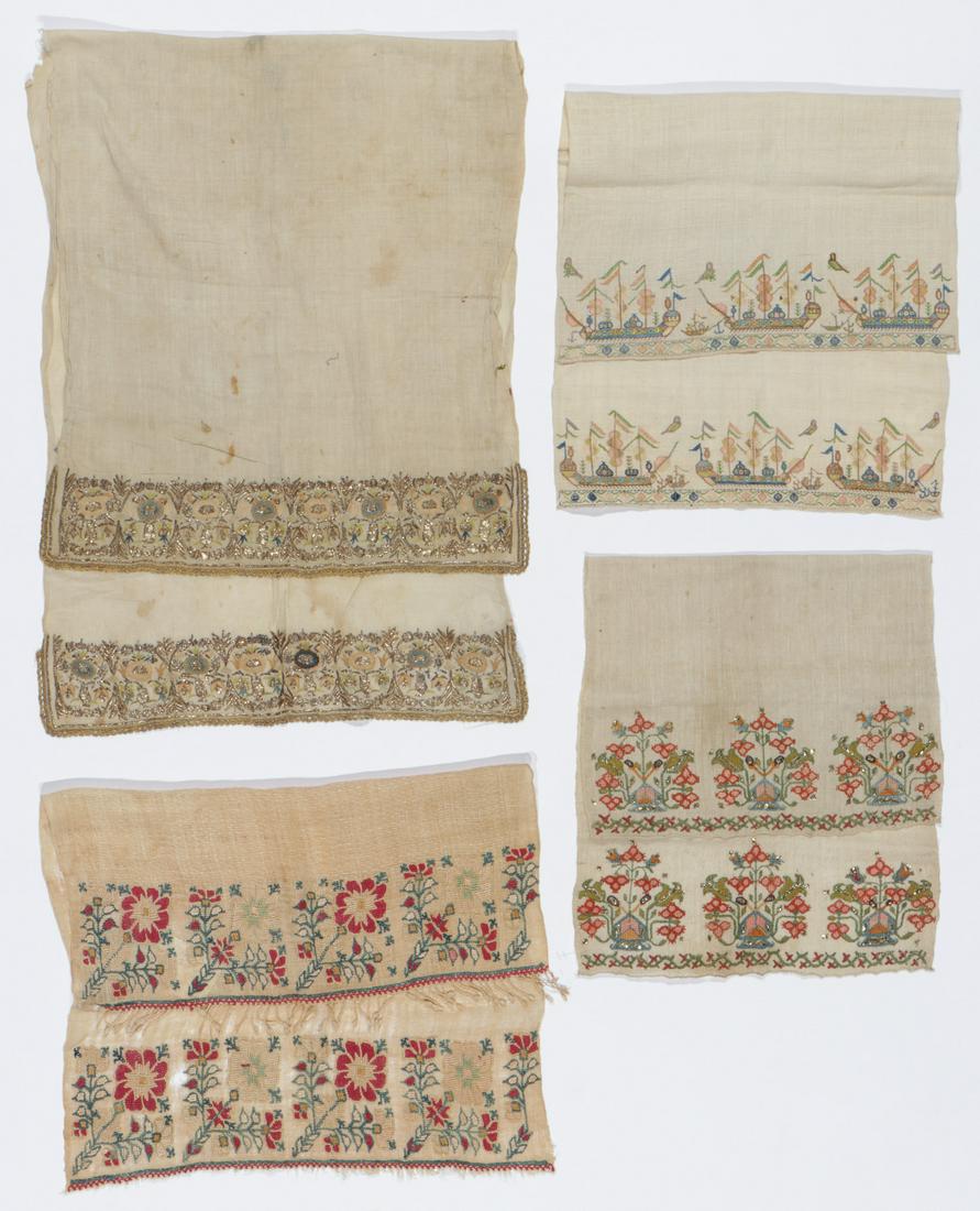 4 Antique Ottoman Turkish Silk Embroidered Towels (1 of 3)