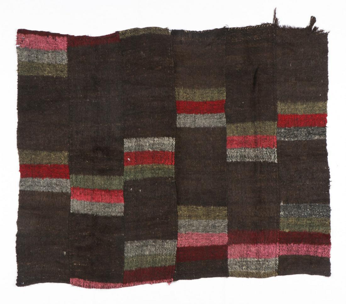 Dolpo Blanket from Nepal/Tibet Border Region: Dolpo blanket with 6 panels, thick, soft wool, Nepal/Tibet border region, early/mid 20th c. Size: 73'' x 59'' (185 x 150 cm). Please Note: There Are No Hidden or Confidential Reserves in this Auction;