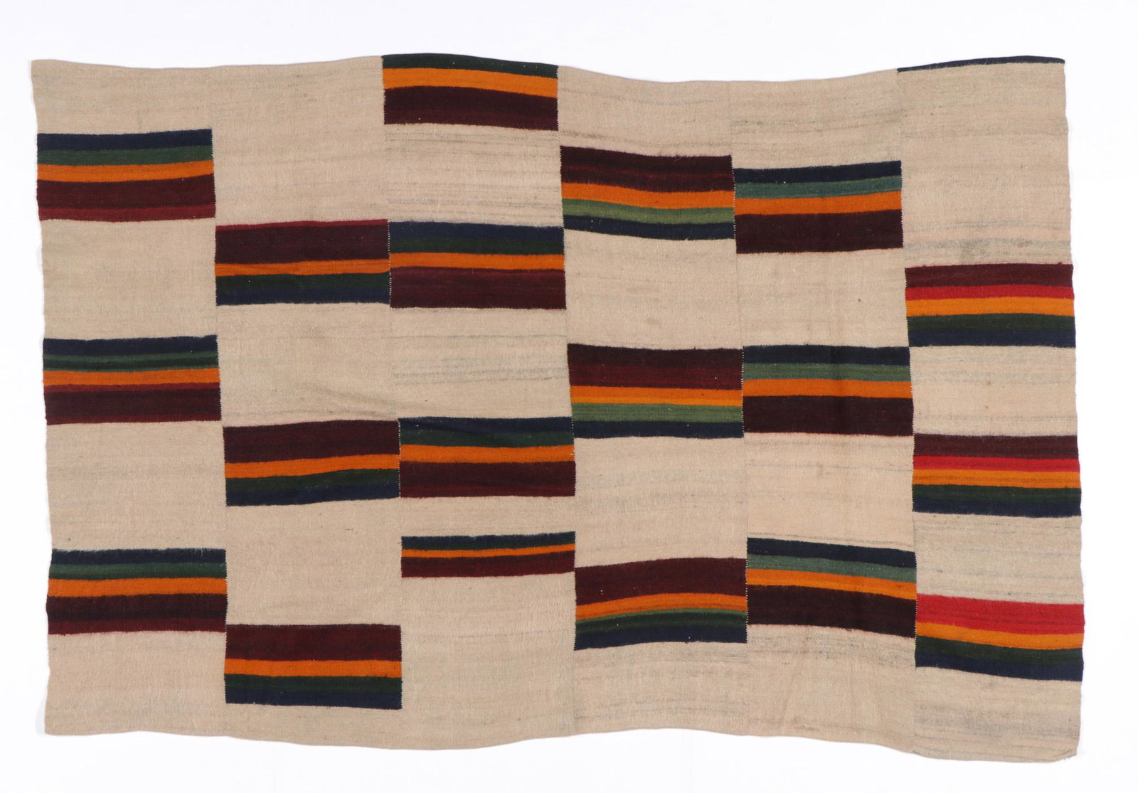Dolpo Blanket From Nepal/Tibet Border Region: Dolpo blanket, wool with 6 panels, Nepal/Tibet border region, early-mid 20th c. Size: 76'' x 48'' (193 x 122 cm). Please Note: There Are No Hidden or Confidential Reserves in this Auction; All Accepta