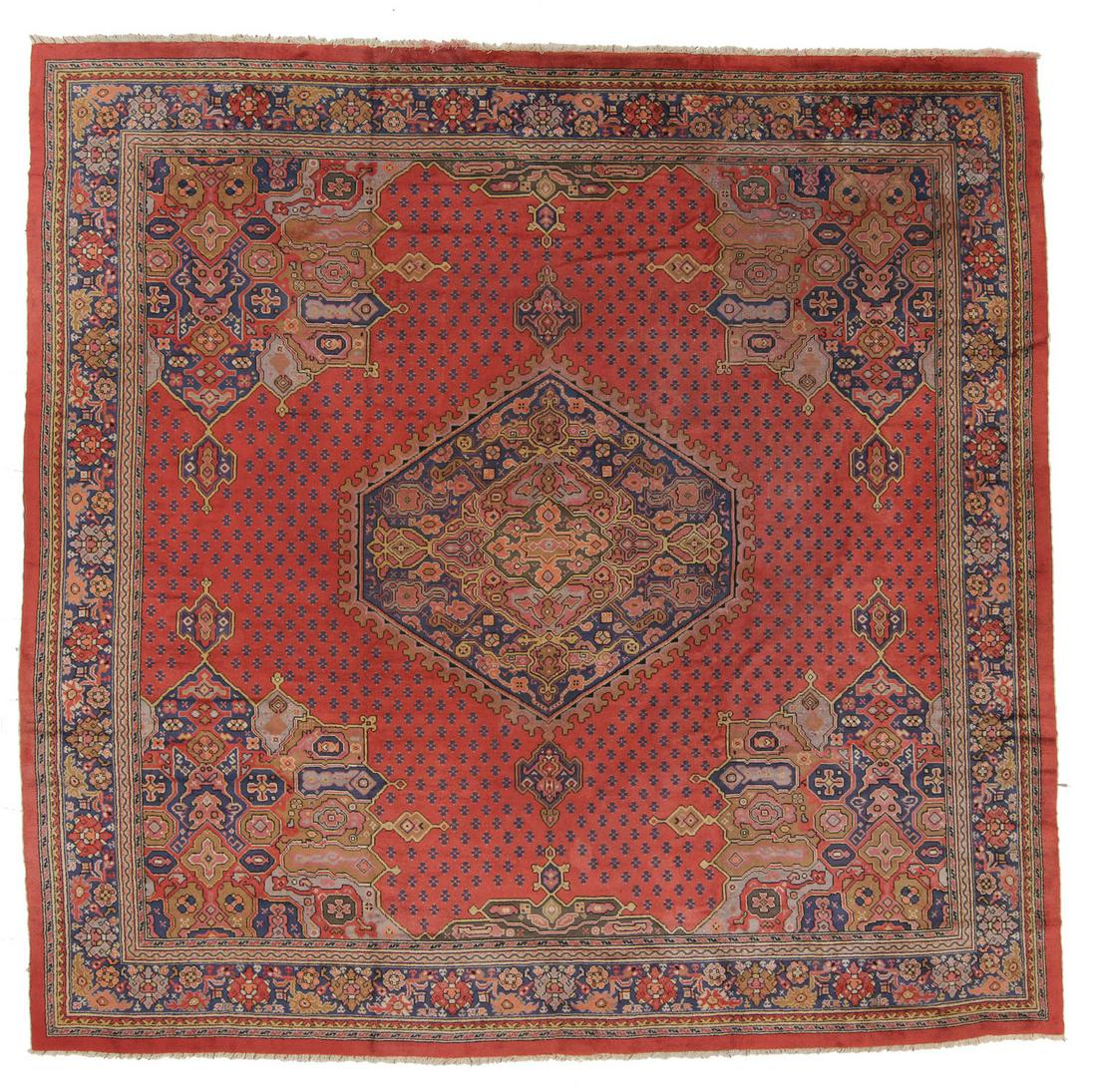 Antique Oushak Style Rug, Spain, Circa 1920, 16'4'' x: Antique Oushak Style Rug, Spain, Circa 1920, 16'4'' x 15'11'' (498 x 485 cm). Weight: 127 lbs. Please Note: There Are No Hidden or Confidential Reserves in this Auction; All Acceptable Bidding Commenc