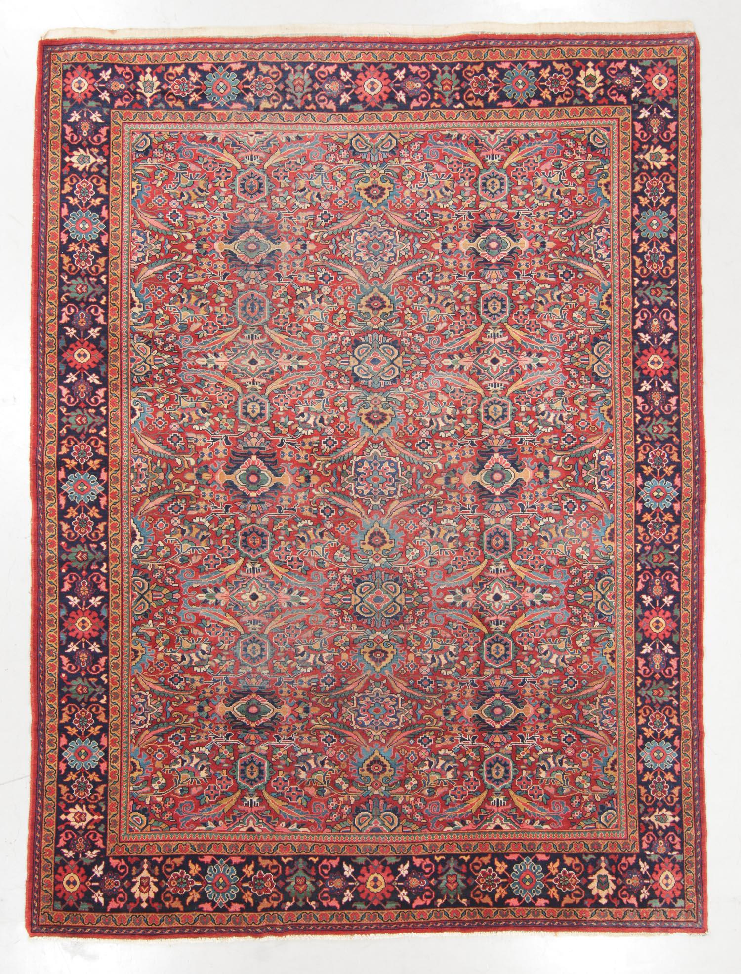 Mahal Rug, Persia, Early 20th C., 8'10'' x 11'10'': Mahal Rug, Persia, Early 20th C., 8'10'' x 11'10'' (269 x 361 cm). Weight: 45 lbs. Material: wool pile, cotton warp, cotton weft. Please Note: There Are No Hidden or Confidential Reserves in this Auct
