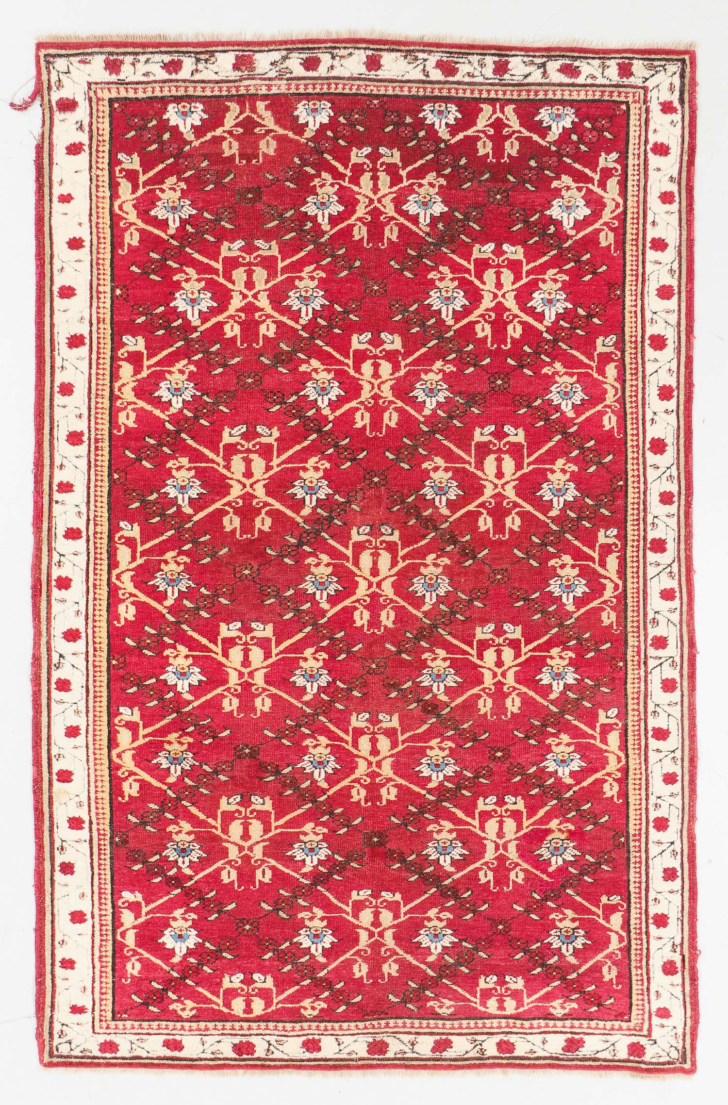 Agra Rug, India, Circa 1900, 4'5'' x 6'9'': Agra Rug, India, Circa 1900, 4'5'' x 6'9'' (135 x 206 cm). Weight: 9 lbs. Material: wool pile, cotton warp, cotton weft. Please Note: There Are No Hidden or Confidential Reserves in this Auction; All 