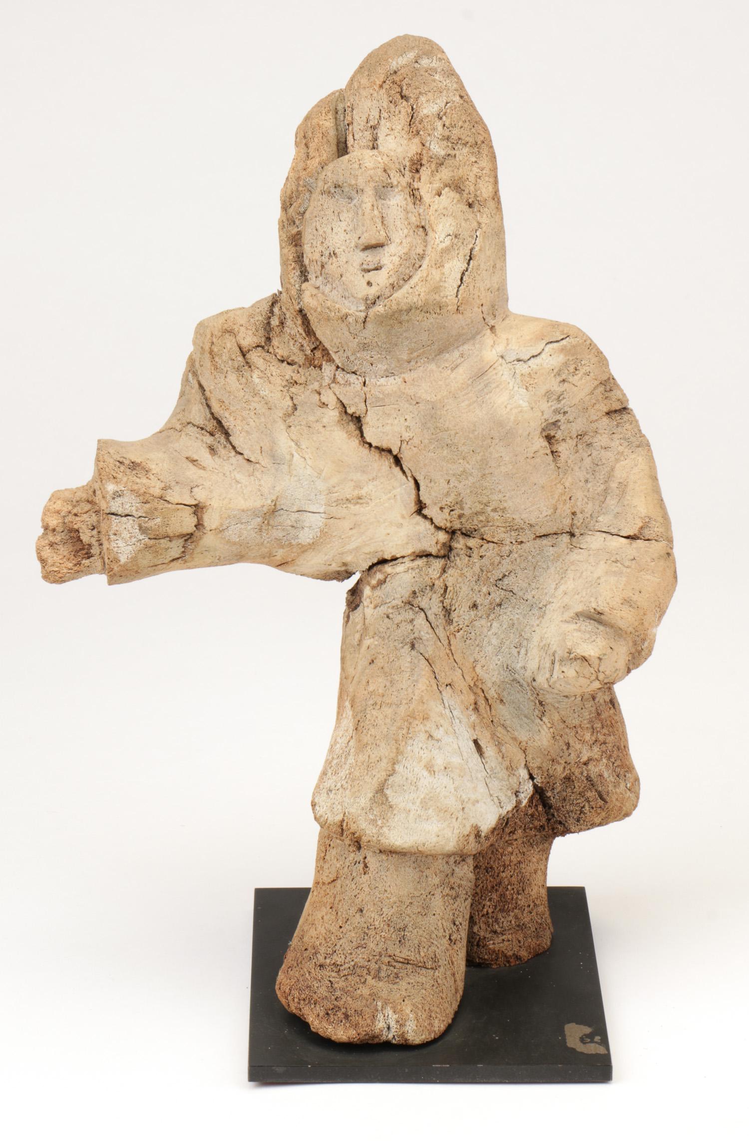Old Inuit Carved Whale Vertebrae Figure: Old Inuit Carved Whale Vertebrae Figure. Collection of Allan Stone, New York. Size: 13'' x 9'' (33 x 23 cm). Please Note: There Are No Hidden or Confidential Reserves in this Auction; All Acceptable B