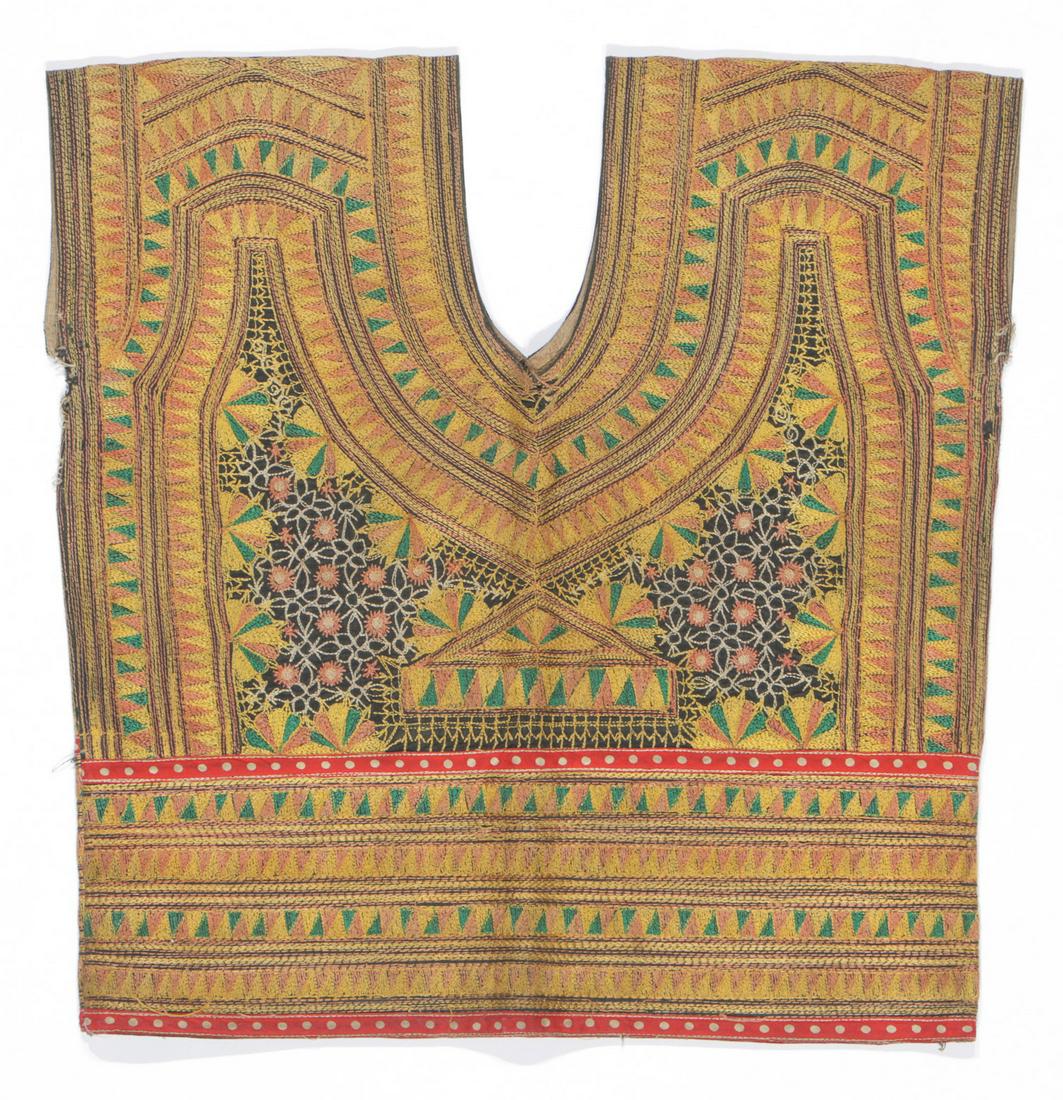 Indonesian Embroidered Woman's Blouse: Indonesian Embroidered Woman's Blouse. With silk thread, Alas people, Aceh, Sumatra. Size: 15.5'' x 14.5'' (39 x 37 cm). Provenance: Apsara Arts of Asia. Please Note: There Are No Hidden or Confidenti