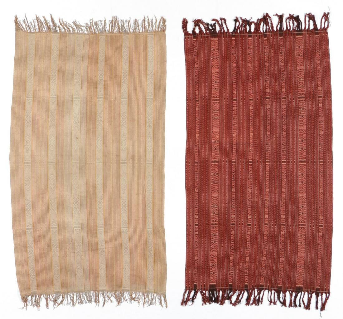 Two Old West Timor Cotton Ikat Textiles: Two Old West Timor Cotton Ikat Textiles. Men's cloths "beti," cotton. Biboki, West Timor. Sizes: 1) 77'' x 42'' (196 x 107 cm); 2) 75'' x 44'' (191 x 112 cm). Provenance: Apsara Arts of Asia. Please N