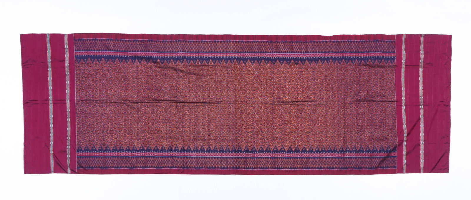 Cambodian Silk Ikat Textile Panel, 20th c.: Cambodian Silk Ikat Textile Panel, 20th c. Size: 39.25'' x 120'' (100 x 305 cm). Provenance: Private South Carolina Collection. Please Note: There Are No Hidden or Confidential Reserves in this Auctio