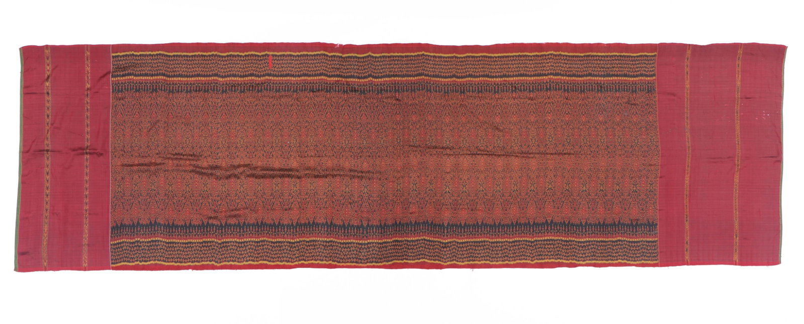 Cambodian Silk Ikat Textile Panel, 20th c.: Cambodian Silk Ikat Textile Panel, 20th c. Size: 114'' x 34.25'' (290 x 87 cm). Provenance: Private South Carolina Collection. Please Note: There Are No Hidden or Confidential Reserves in this Auction