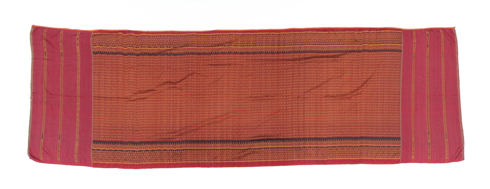 Cambodian Silk Ikat Textile Panel, 20th c.: Cambodian Silk Ikat Textile Panel, 20th c. Size: 111'' x 36'' (282 x 92 cm). Provenance: Private South Carolina Collection. Please Note: There Are No Hidden or Confidential Reserves in this Auction; A