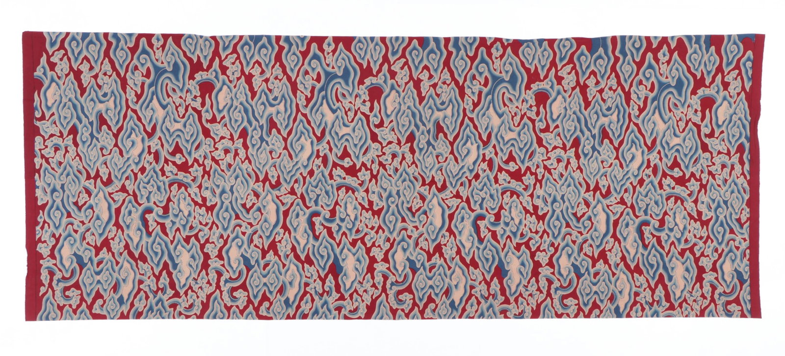 Cirebon Tulis Batik with Cloud Pattern, Indonesia: Cirebon Tulis Batik with Cloud Pattern. Canting batik "megamendung" pattern, 20th c, Cirebon, Java, Indonesia. Size: 103'' x 40'' (262 x 102 cm). Provenance: Private South Carolina Collection. Please 