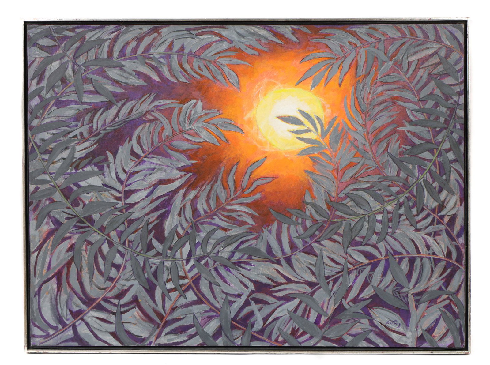 Emlen Etting (American, 1905-1993): Emlen Etting (American, 1905-1993) "Vegetal Celebration," oil painting on canvas, signed. Verso bears paper label from Midtown Galleries, New York, NY. Framed. Size: 40'' x 54'', 102 x 137 cm (stretch