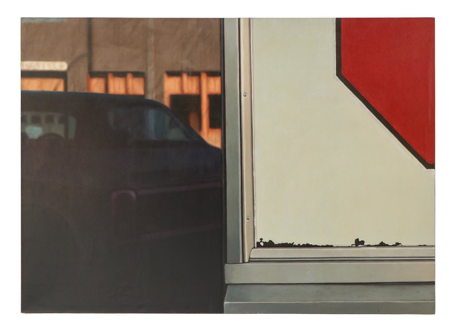 Richard Wood (American, 1952-2009) Painting: Richard Wood (American, 1952-2009) "Ledge I," 1979. Oil on canvas. Unframed. Provenance: The Artist, Allan Stone Gallery, New York. Size: 60" x 84" (152 x 213 cm). RICHARD WOOD (1952-2009) was born in