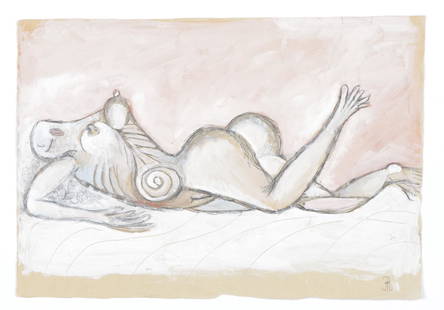 Robert Muller (Swiss, 1920-2003) Gouache: Robert Muller (Swiss, 1920-2003) Untitled. Gouache and watercolor on paper. Signed with monogram.Unframed. Provenance: James Goodman Gallery, Buffalo Allan Stone Gallery, New York. Size: 10'' x 14.5''