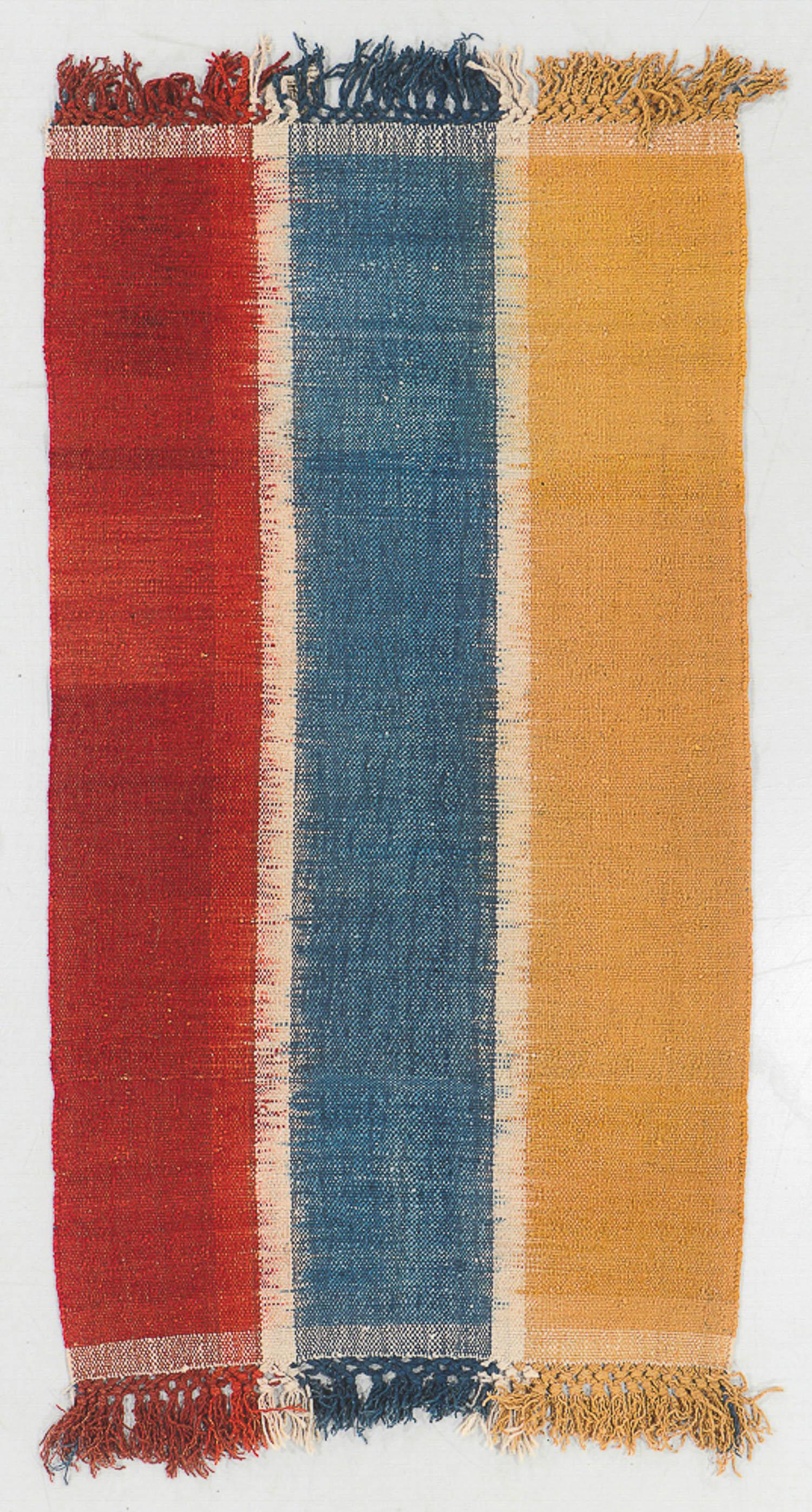Vintage Wool Ikat Kilim, Nepal, Late 20th C., 3'4'' x: Vintage Wool Ikat Kilim, Nepal, Late 20th C., 3'4'' x 6'0'' (102 x 183 cm). Weight: 6 lbs. Material: wool surface, wool warp. Note: There Are No Hidden or Confidential Reserves in this Auction; All Ac