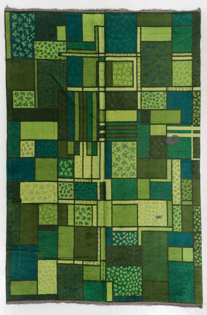 Modernist Wool Pile Rug, England, Mid 20th C., 7'7'' x: Modernist Wool Pile Rug, England, Mid 20th C., 7'7'' x 11'6'' (231 x 351 cm). Weight: 37 lbs. Wool. Note: There Are No Hidden or Confidential Reserves in this Auction; All Acceptable Bidding Commences