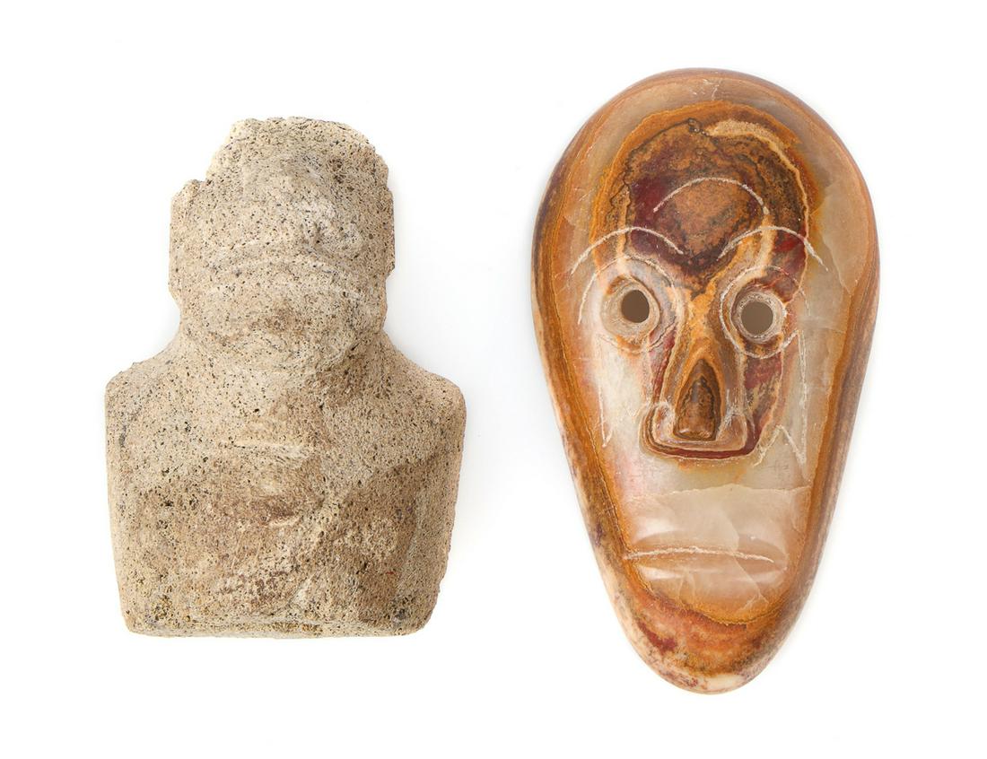 Polynesian Stone Figure and African Stone Mask (1 of 4)