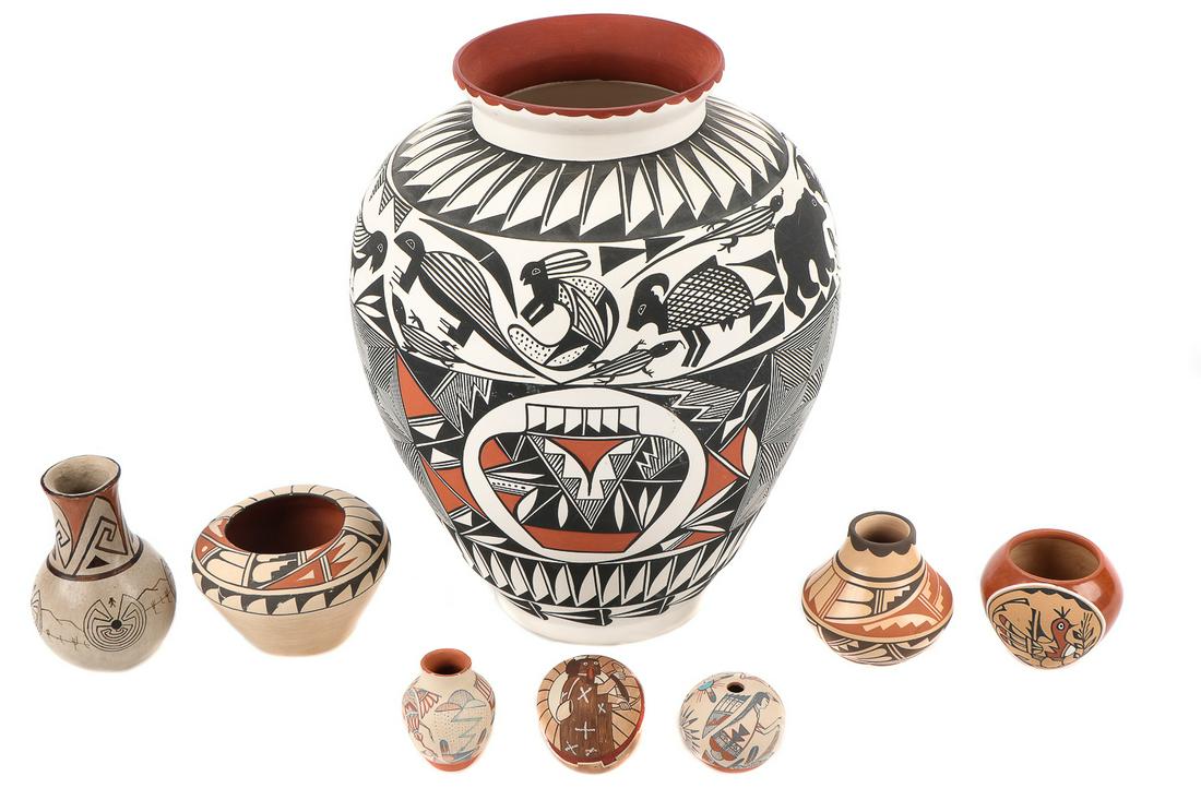 Group of 8 Assorted Pueblo Pottery Vessels (1 of 10)