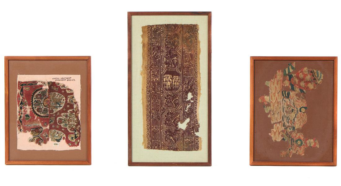Three Framed Coptic Textile Fragments, 5th-7th Century, (1 of 6)