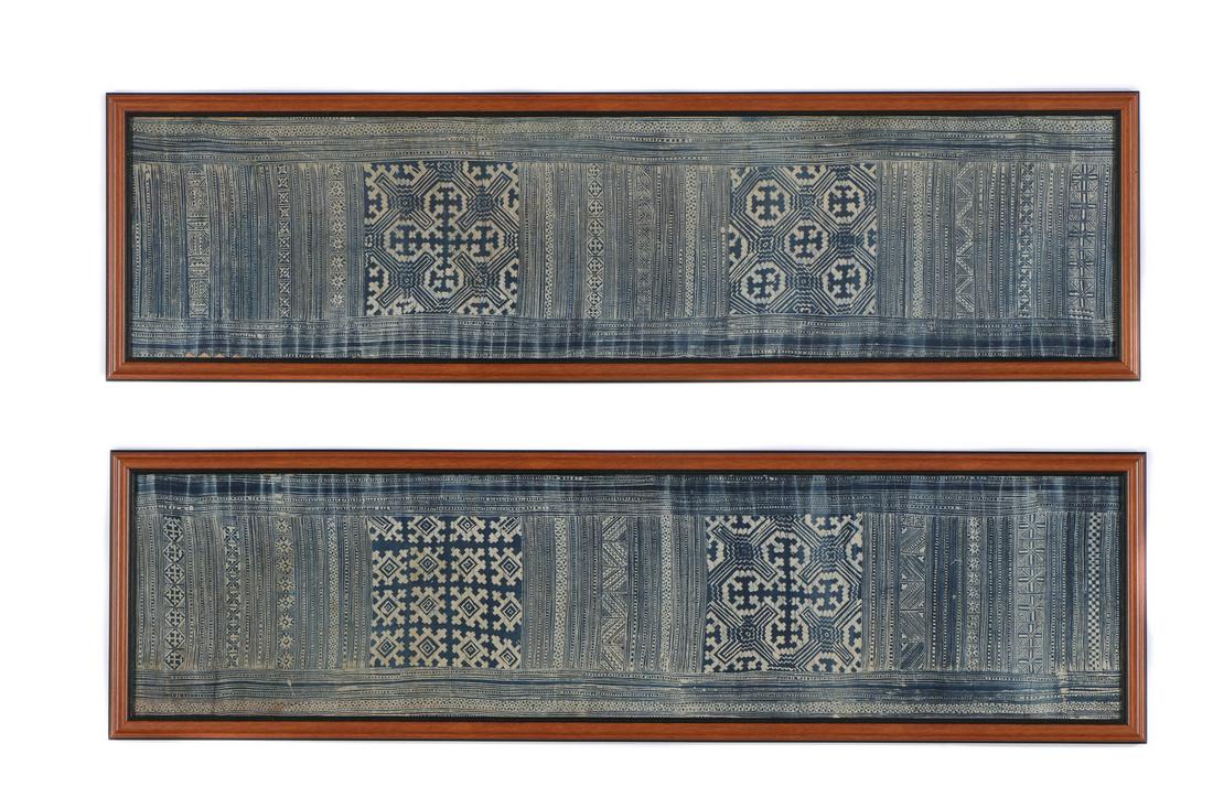 Two Framed Hmong Indigo Batik Textiles (1 of 5)