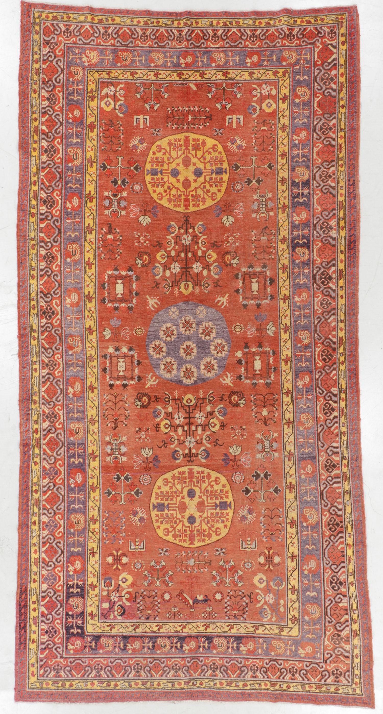 Khotan Rug, China, Late 19th C., 6'5'' x 13'1'' (1 of 5)