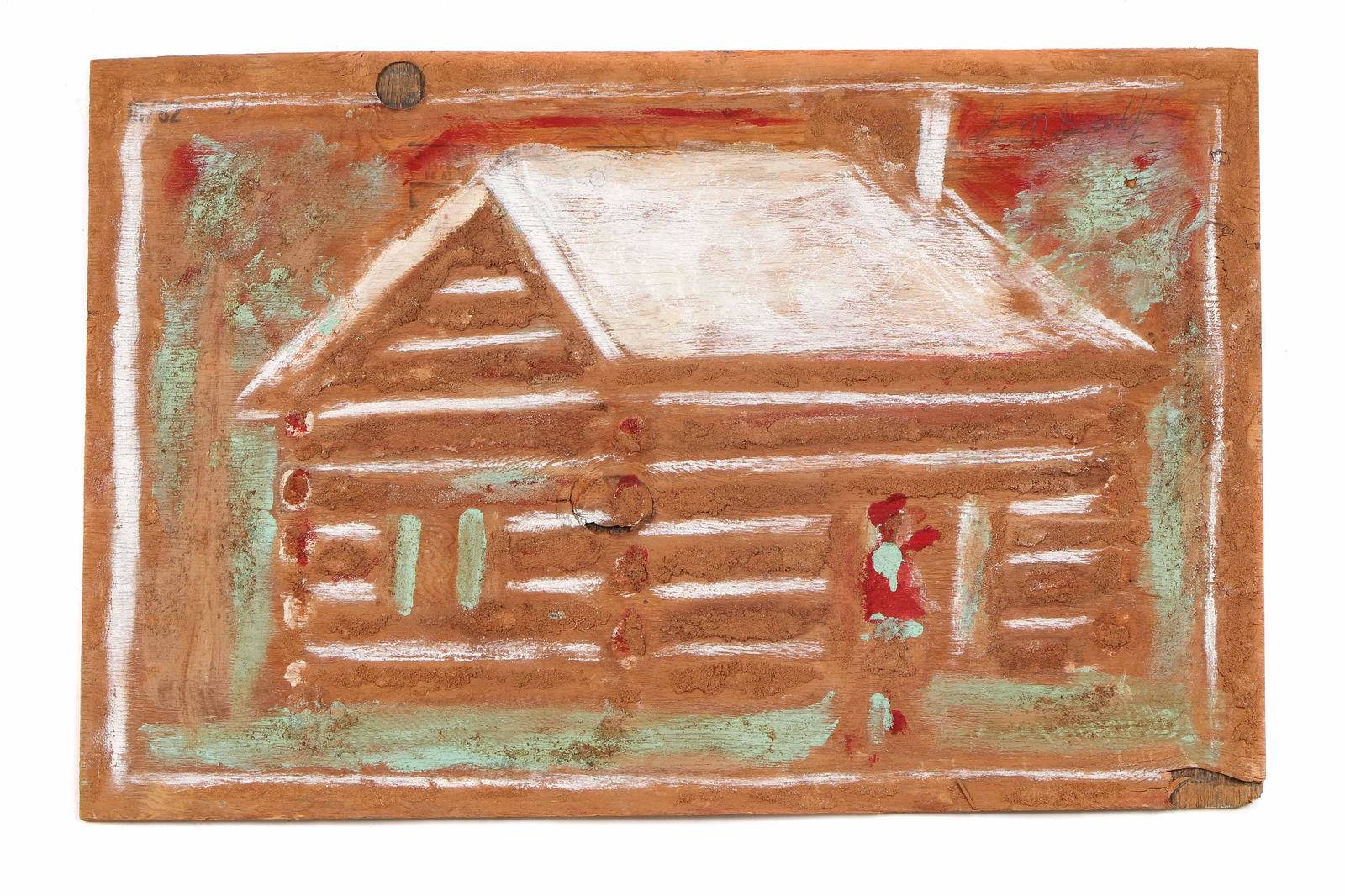 Jimmy Lee Sudduth (American, 1910-2007) "Log Cabin" (1 of 3)