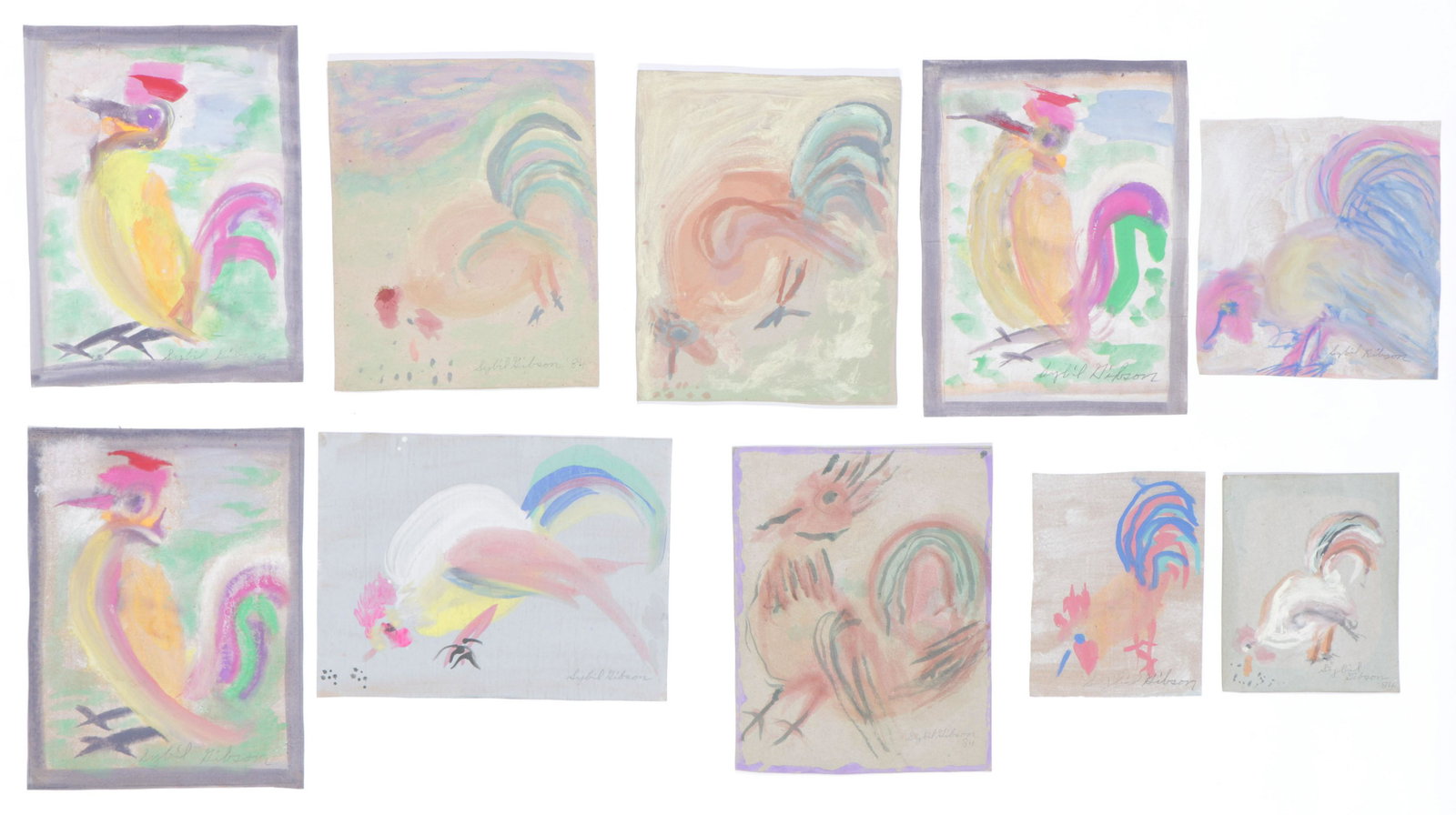 Sybil Gibson (American, 1908-1995) Ten (10) Pastels (1 of 4)