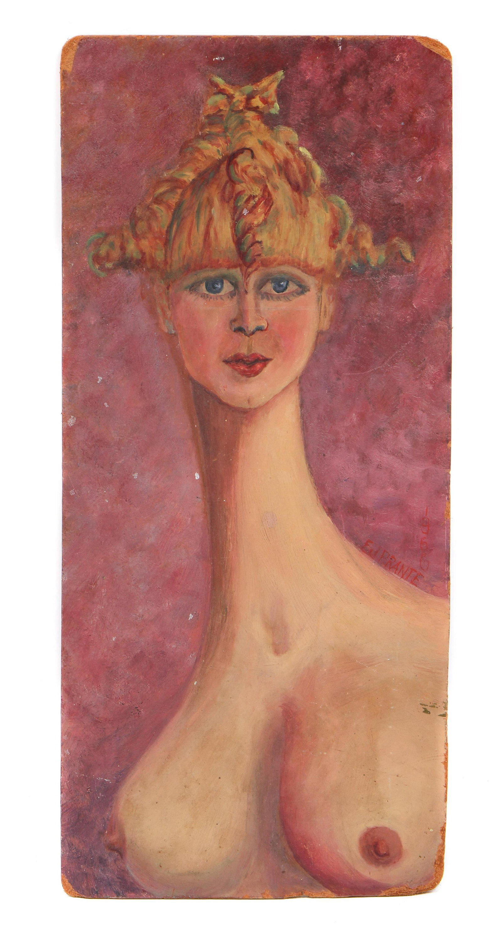 Anonymous (20th c.) Portait of a Lady: Anonymous (20th c.) Portait of a Lady, Oil painting on masonite, unsigned. Unframed. Size: 13.5'' x 16.5'', 34 x 42 cm (board).