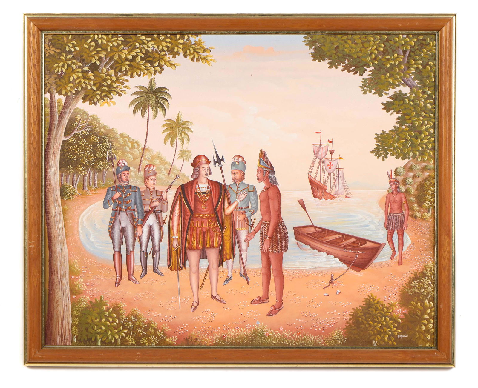 Moleon Blaise (Haitian, 20th c.) "Haiti's Discovery" (1 of 3)