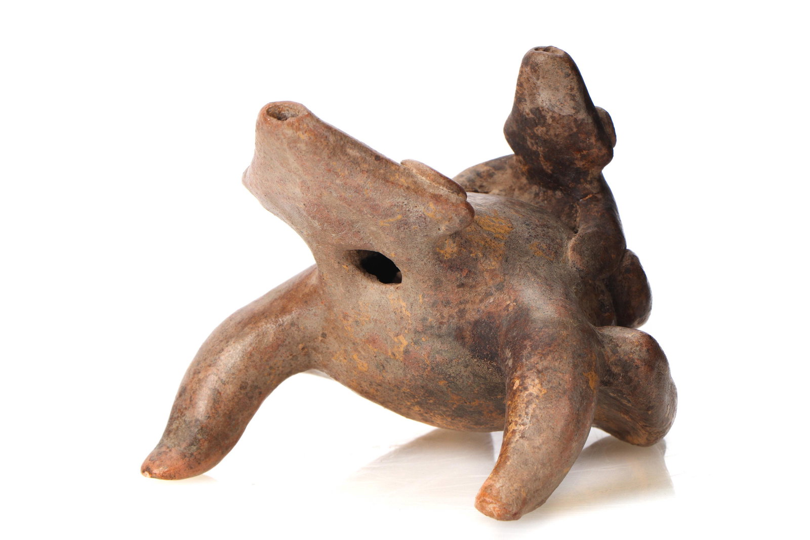 Pre-Columbian Rare Jalisco Pottery Ocarina -2 Frogs (1 of 8)