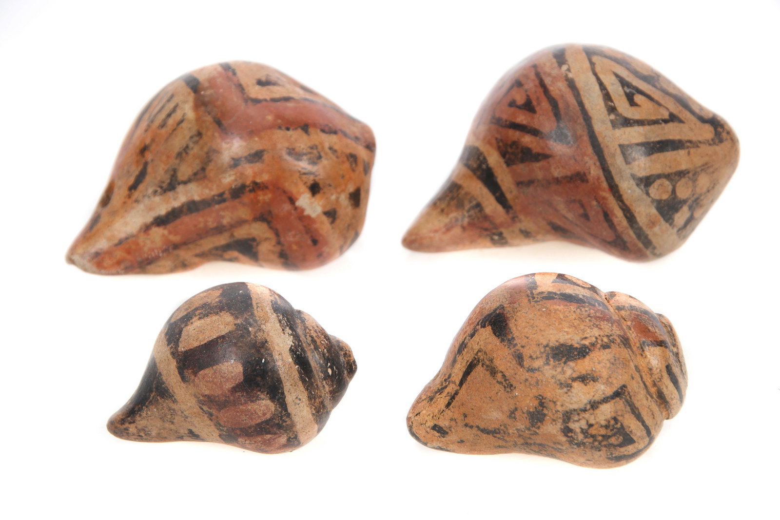 4 Pre-Columbian Narino Pottery Conch Form Whistles (1 of 4)