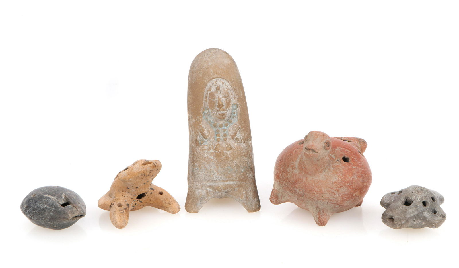 Five Pre-Columbian Pottery Whistles (1 of 6)